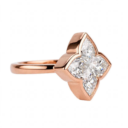 14K Gold Four-Petal Clover Engagement Ring