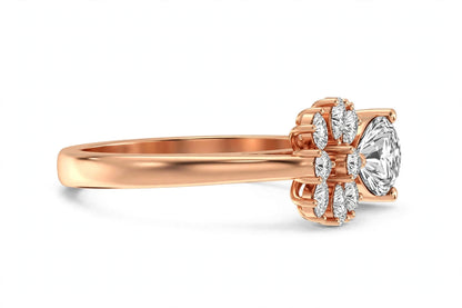 Nature-Inspired Pear Diamond Flower Petal Cluster Ring