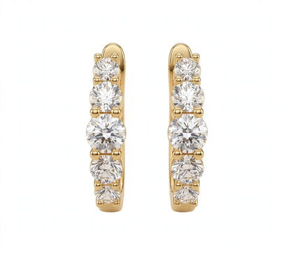 14K Yellow Gold Graduated Diamond Hoop Earrings