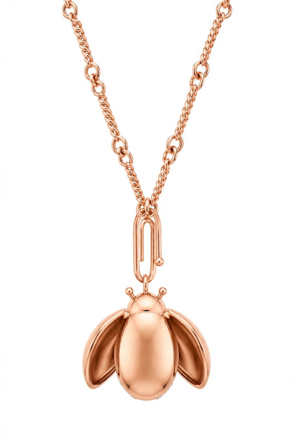 18K Yellow Gold Ladybug Pendant Necklace.