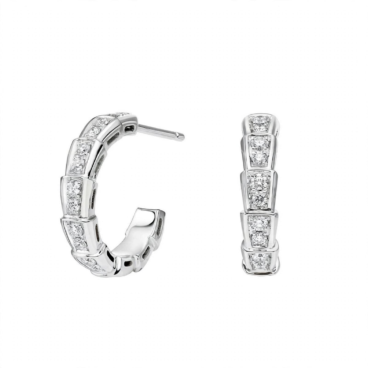 14K Yellow Gold Serpenti Diamond Hoop Earrings