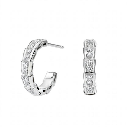 14K Yellow Gold Serpenti Diamond Hoop Earrings