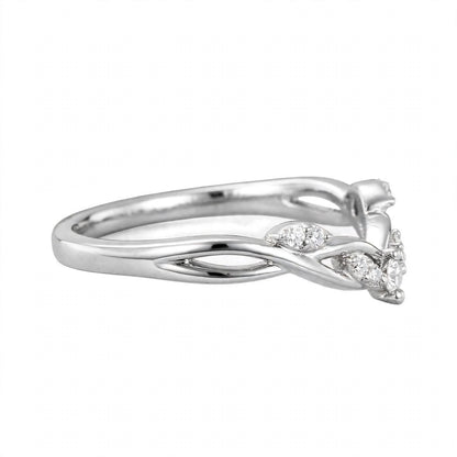 14K Yellow Gold Nature-Inspired Curved Diamond Wedding Band