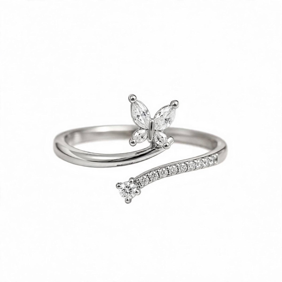 14K Rose Gold Marquise Diamond Butterfly Wrap Ring