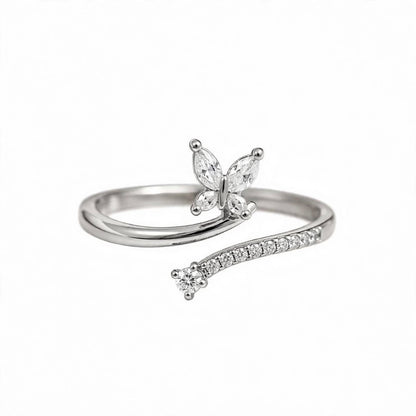 14K Rose Gold Marquise Diamond Butterfly Wrap Ring