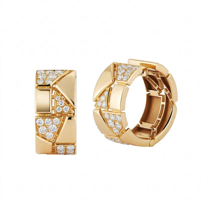 18K Yellow Gold Jigsaw Geometric Hoop Earrings