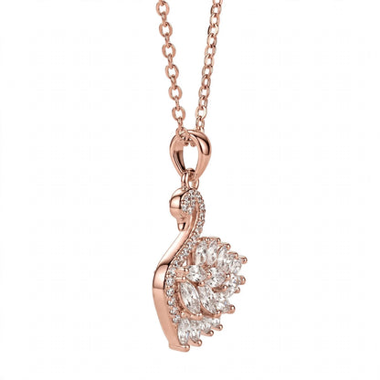 18K Rose Gold Plated Sterling Silver Swan Charm Necklace