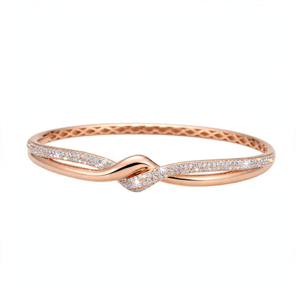 18K Rose Gold Interlocking Infinity Knot Diamond Bangle Bracelet