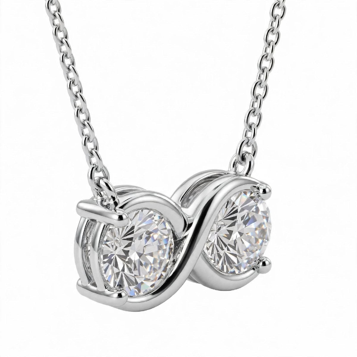 14K Yellow Gold Double Diamond Infinity Pendant Necklace