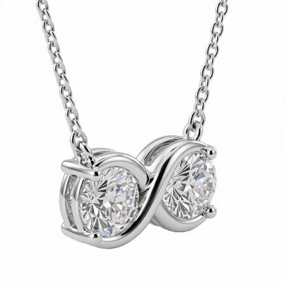 14K Yellow Gold Double Diamond Infinity Pendant Necklace