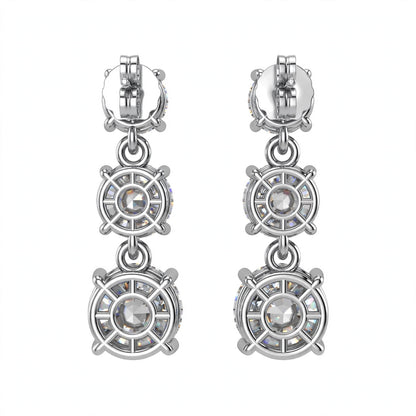 14K White Gold Three-Stone Graduated Diamond Drop Earrings