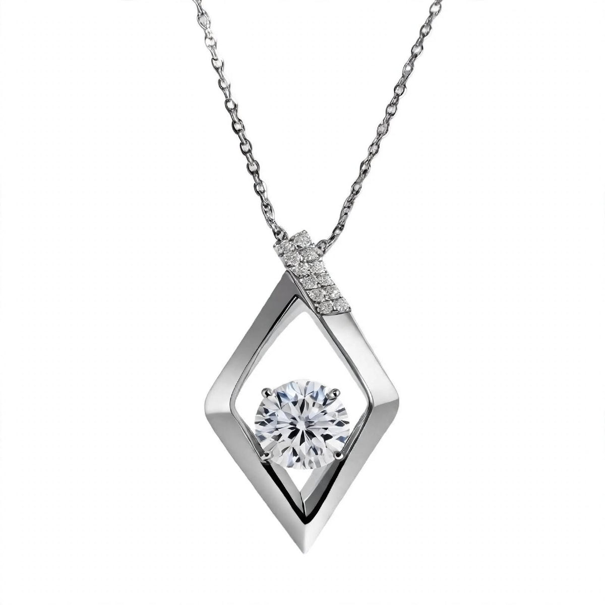 14K Yellow Gold Geometric Rhombus Solitaire Pendant