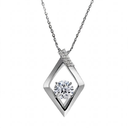 14K Yellow Gold Geometric Rhombus Solitaire Pendant