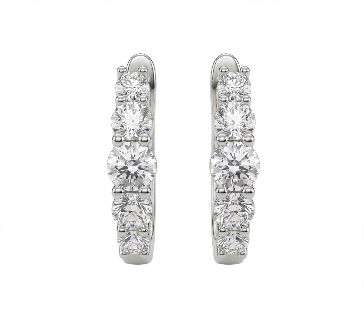 14K Yellow Gold Graduated Diamond Hoop Earrings