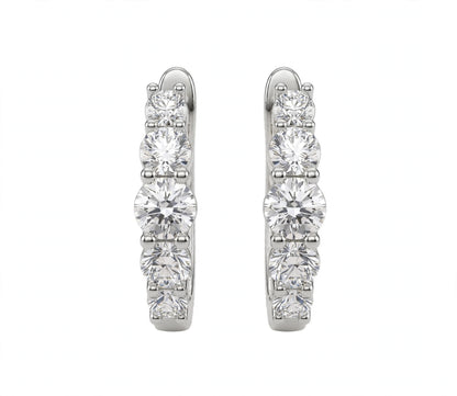 14K Yellow Gold Graduated Diamond Hoop Earrings