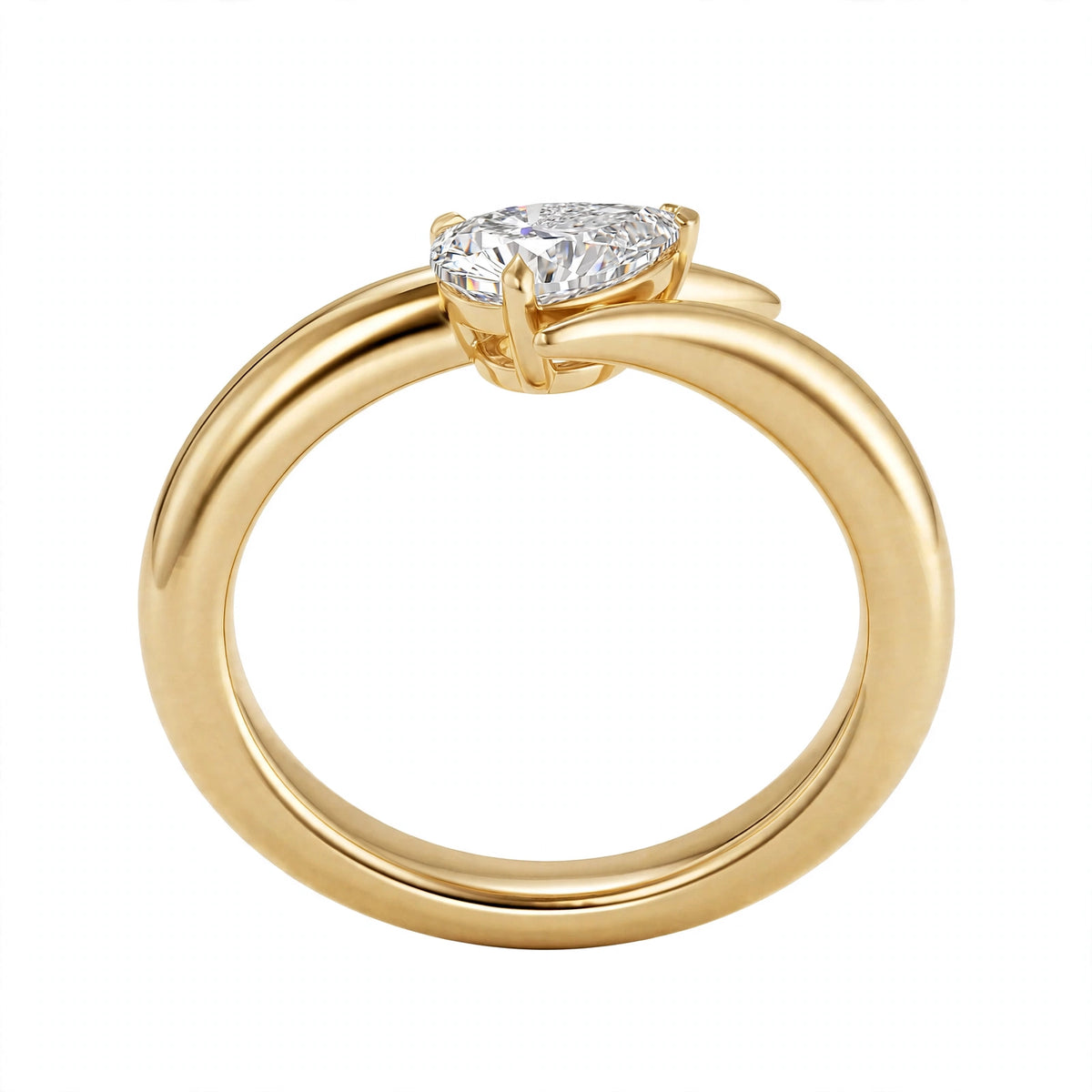 14K Yellow Gold Pear-Cut Diamond Bypass Ring