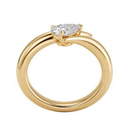 14K Yellow Gold Pear-Cut Diamond Bypass Ring