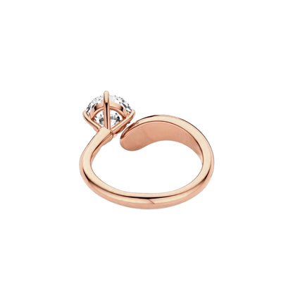 14K Yellow Gold Bypass Solitaire Engagement Ring.