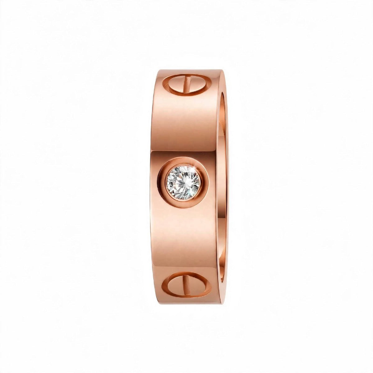 14K Yellow Gold Screw Motif Diamond Band Ring