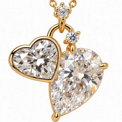 Toi et Moi Heart & Pear Cut Diamond Pendant Necklace