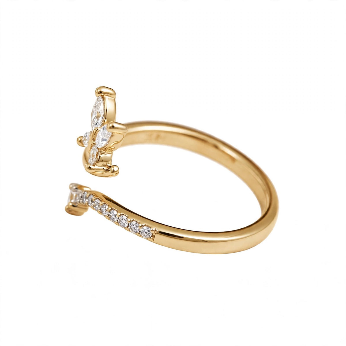 14K Rose Gold Marquise Diamond Butterfly Wrap Ring