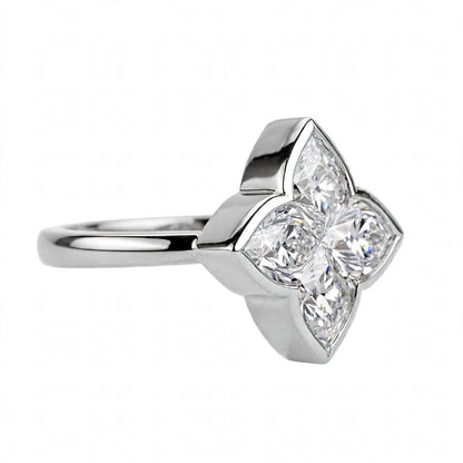 14K Gold Four-Petal Clover Engagement Ring