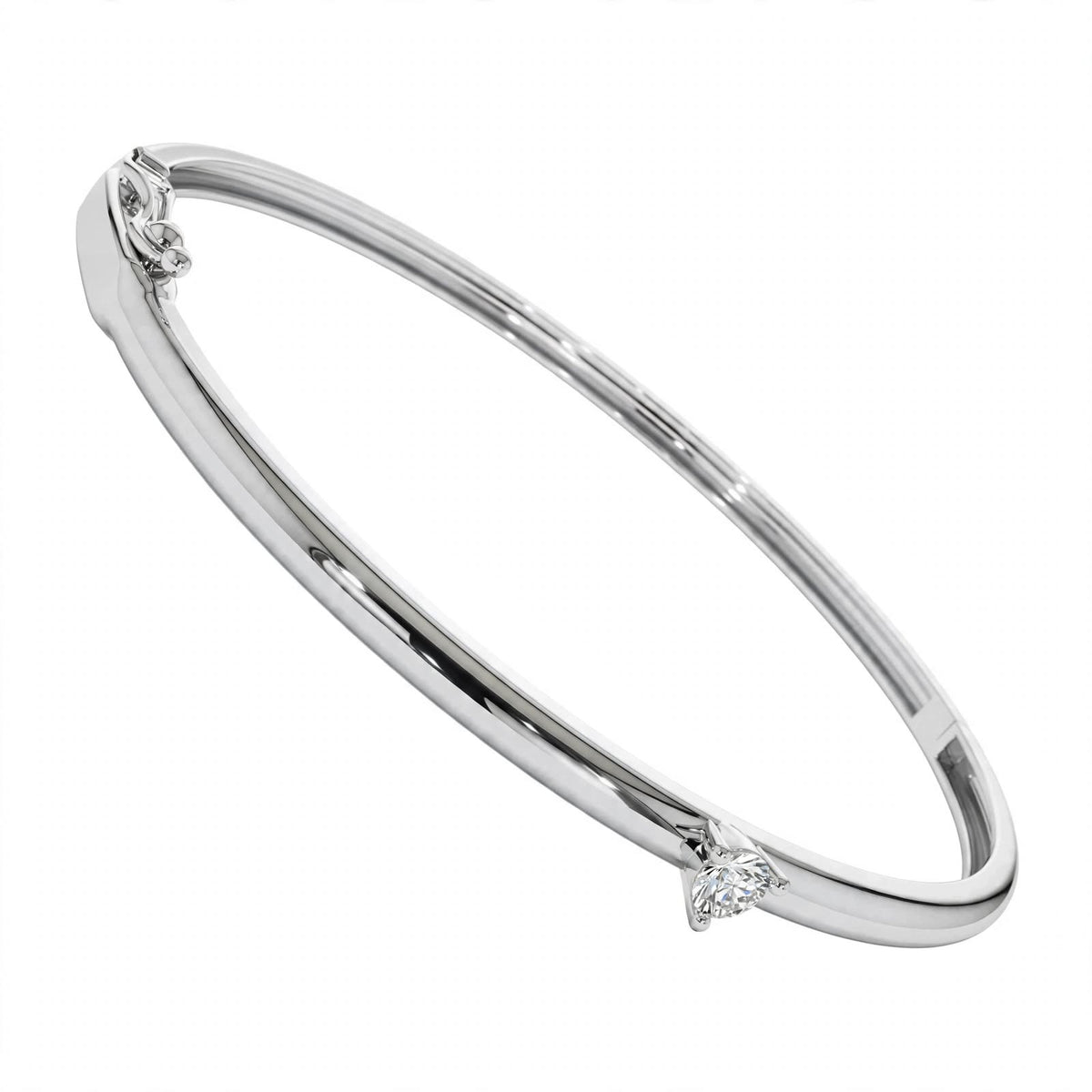 14K Yellow Gold Solitaire Diamond Bangle Bracelet