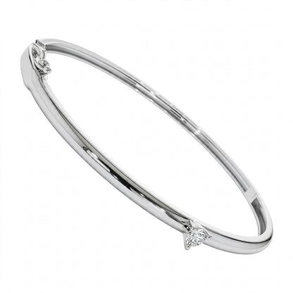 14K Yellow Gold Solitaire Diamond Bangle Bracelet