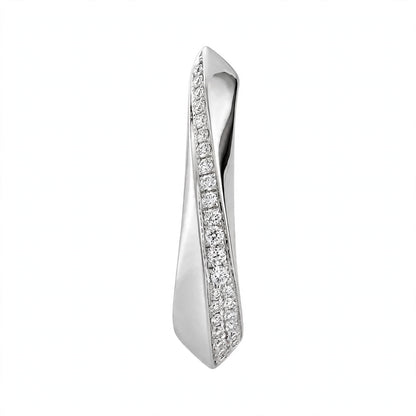 Yellow Gold Diamond Twist Hoop Earrings – Sculptural Wave J-Hoops