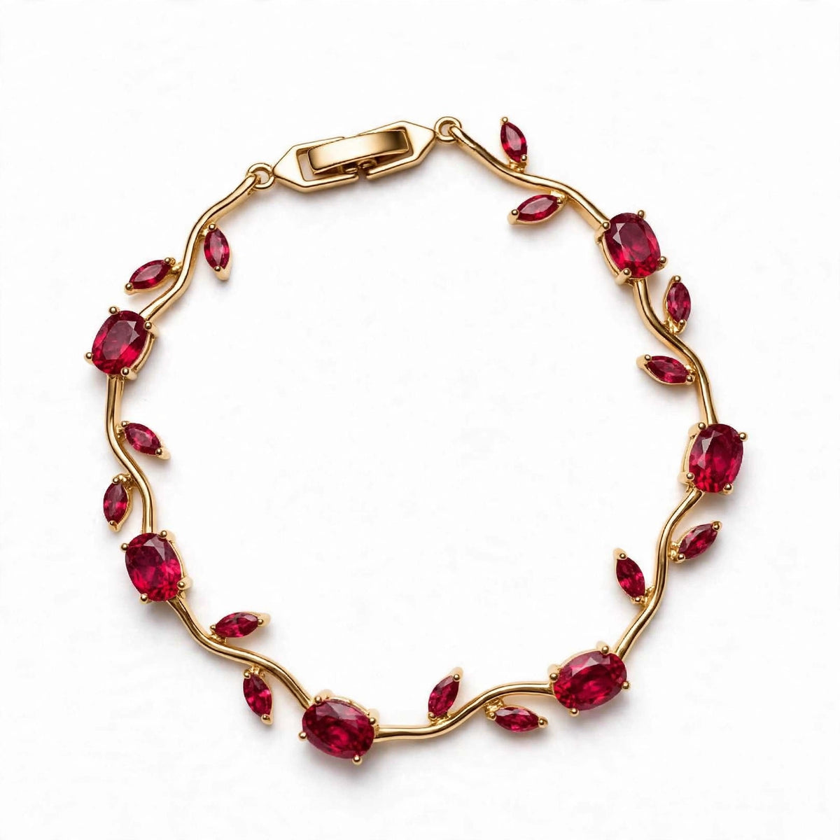 18K Gold Plated Pink Tulip Vine Bracelet | Lab Grown Diamonds