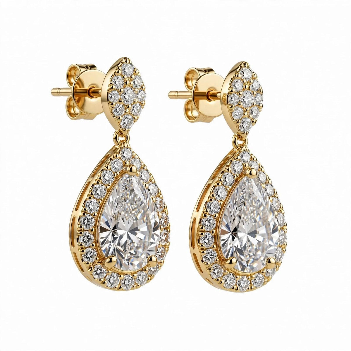 14K Rose Gold Pear Shaped Drop Earrings