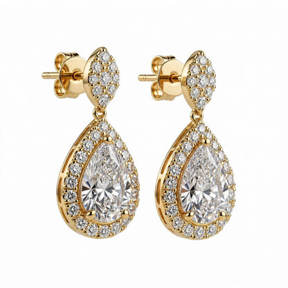 14K Rose Gold Pear Shaped Drop Earrings