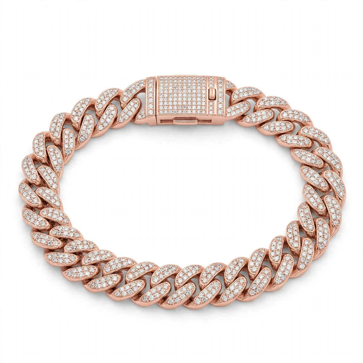 Iced-out Miami Cuban link bracelet.