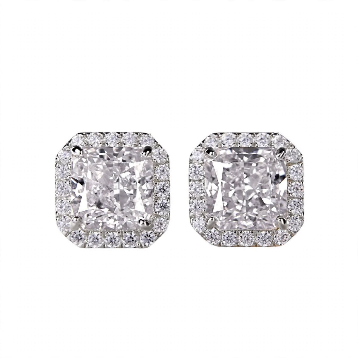 18K Yellow Gold Cushion-Cut Diamond Halo Stud Earrings
