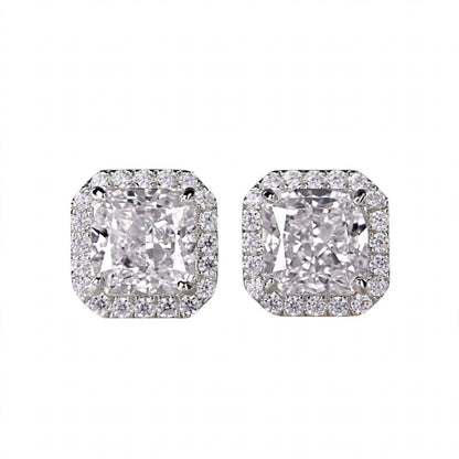 18K Yellow Gold Cushion-Cut Diamond Halo Stud Earrings