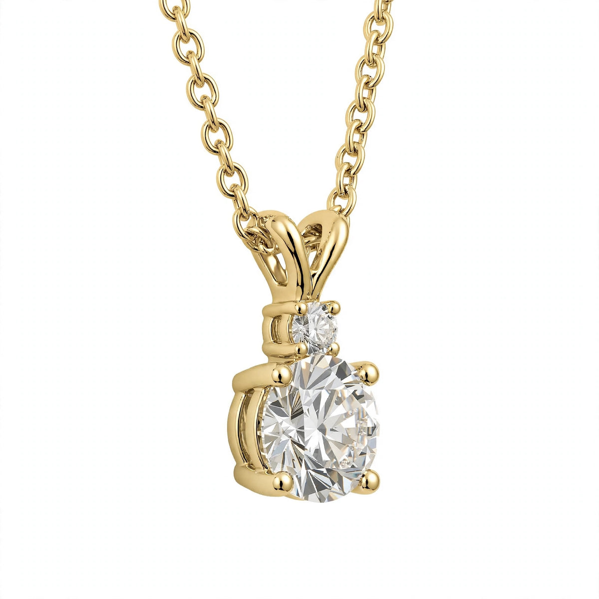 14K White Gold Radiant Dual-Stone Solitaire Diamond Pendant Necklace