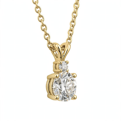 14K White Gold Radiant Dual-Stone Solitaire Diamond Pendant Necklace