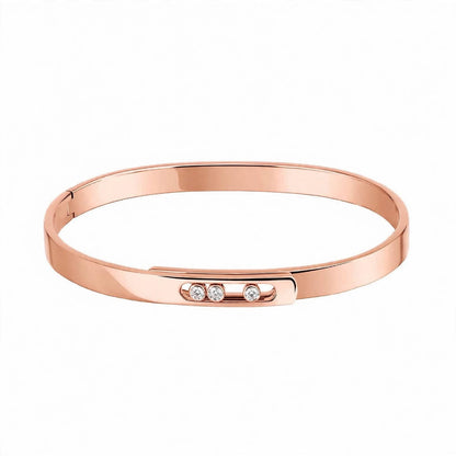 18K Yellow Gold Three-Stone Moving Diamond Bangle