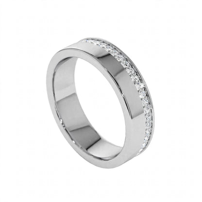 14K Rose Gold Diamond Grooved Wedding Band
