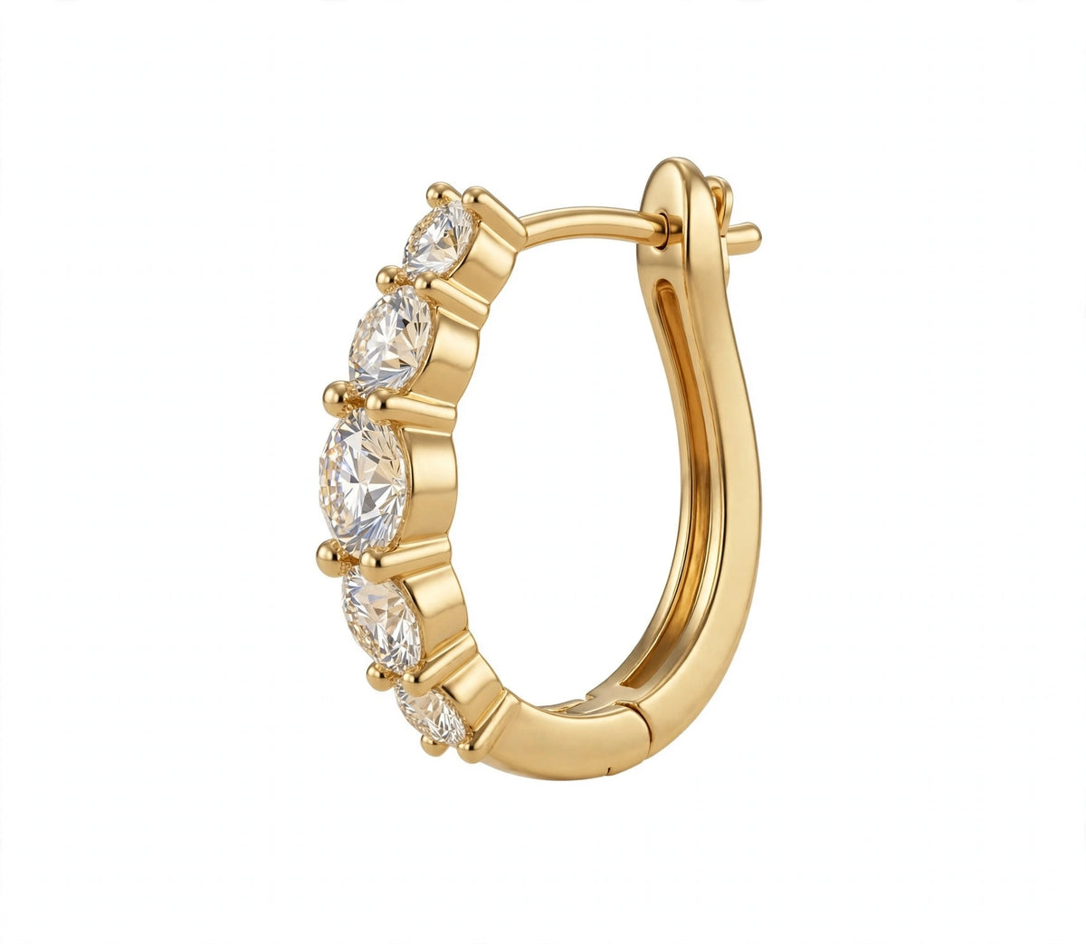 14K Yellow Gold Graduated Diamond Hoop Earrings