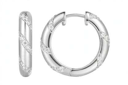 14K Yellow Gold Twisted Diamond Huggie Hoop Earrings