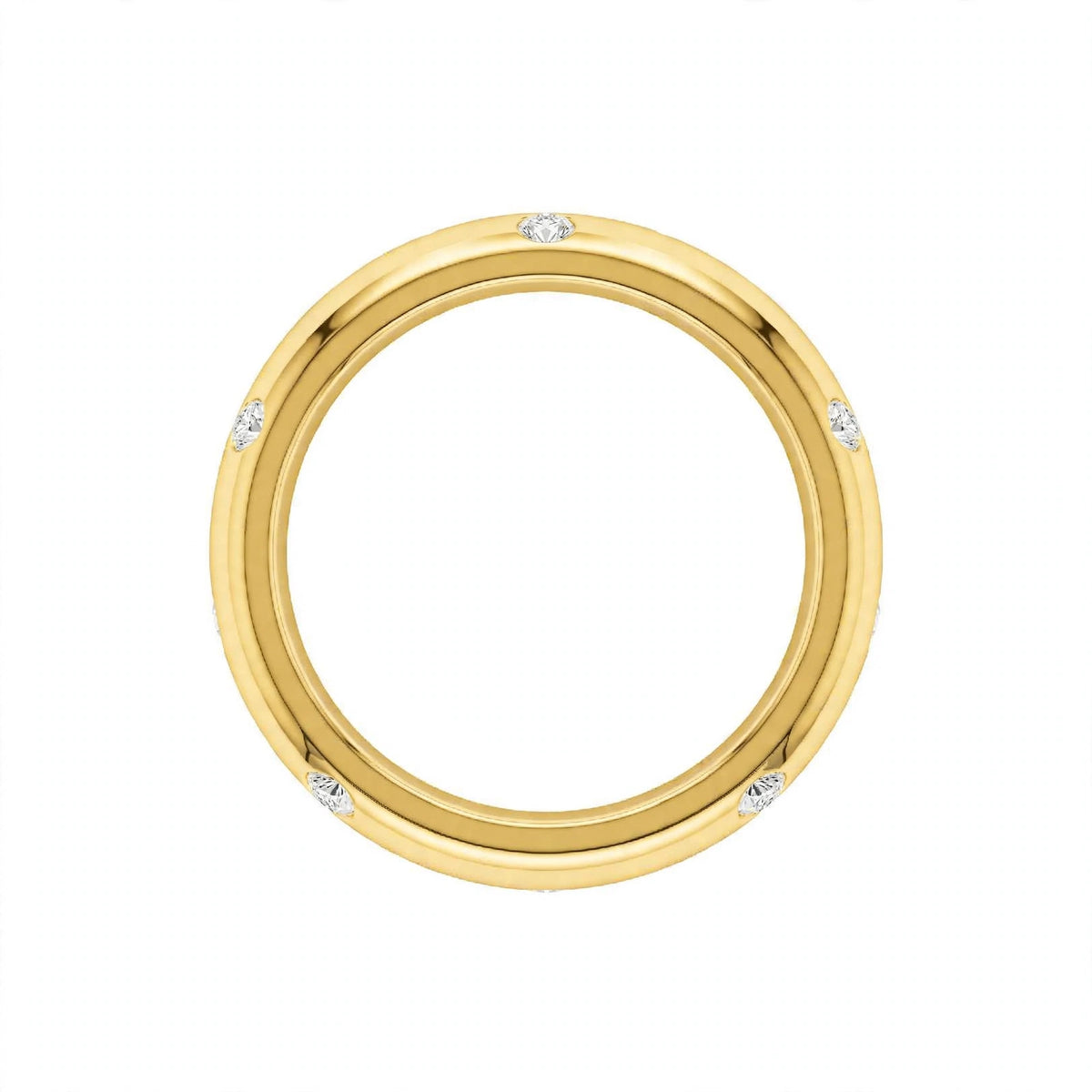 14K White Gold Scattered Flush-Set Diamond Wedding Band
