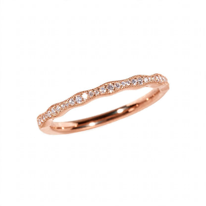 18K Rose Gold Pavé Wave Anniversary Band