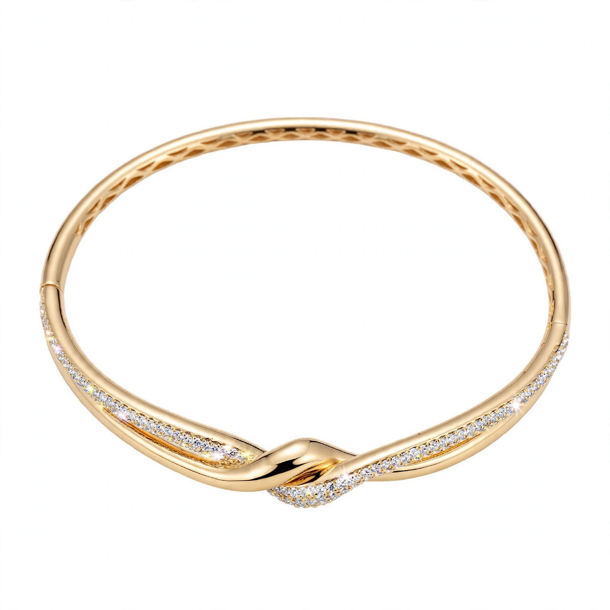 18K Rose Gold Interlocking Infinity Knot Diamond Bangle Bracelet
