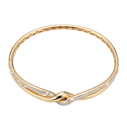 18K Rose Gold Interlocking Infinity Knot Diamond Bangle Bracelet