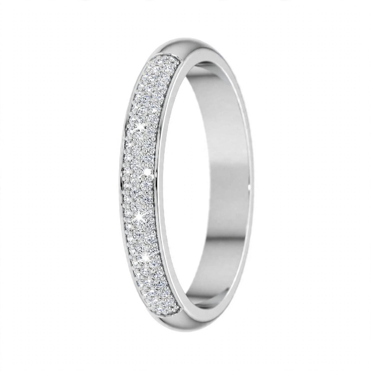 14K Yellow Gold Triple Row Pavé Diamond Eternity Band