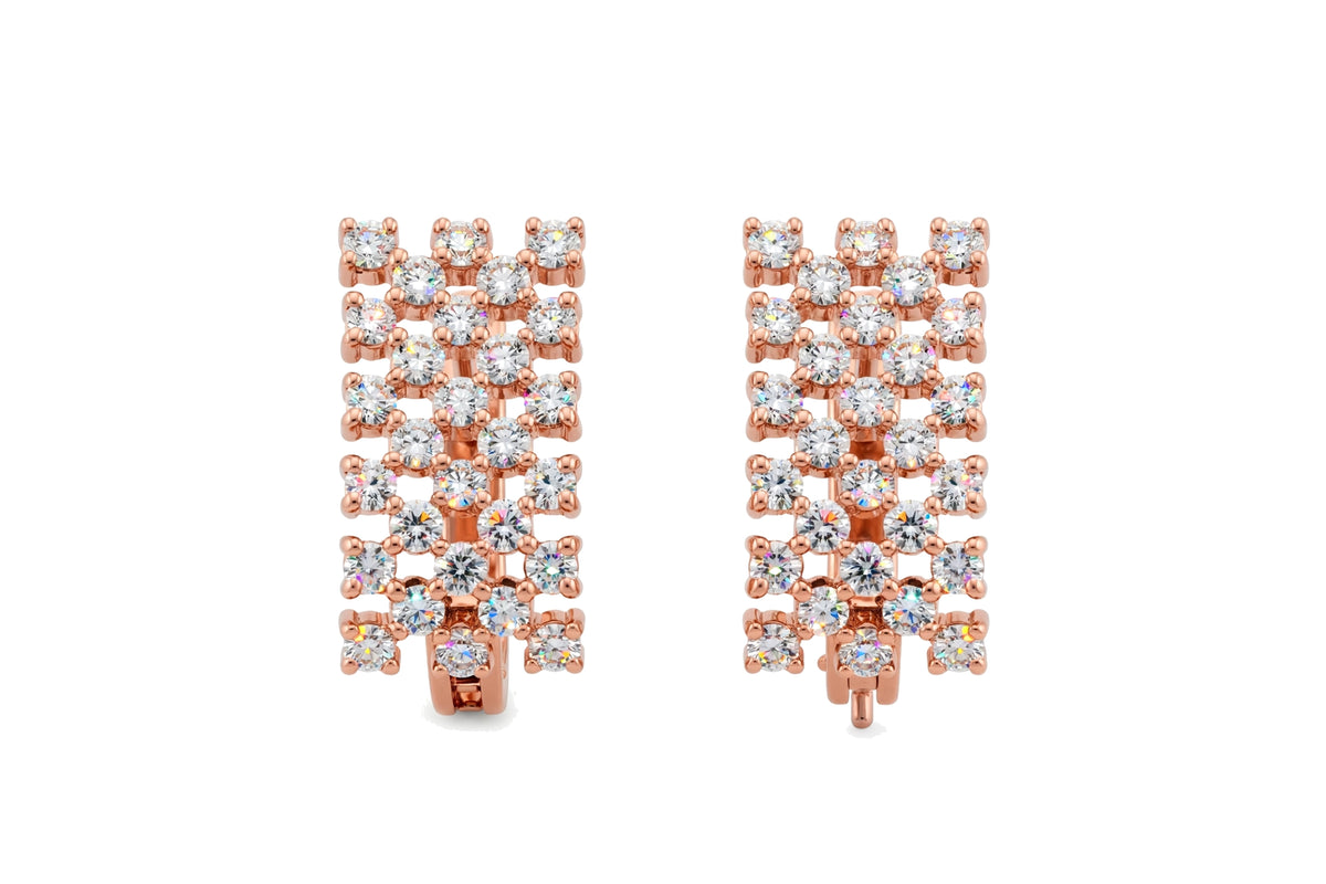 Multi-Row Pavé Diamond Huggie Hoop Earrings.