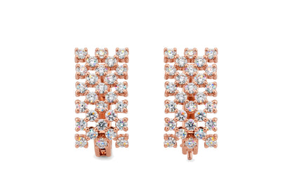 Multi-Row Pavé Diamond Huggie Hoop Earrings.