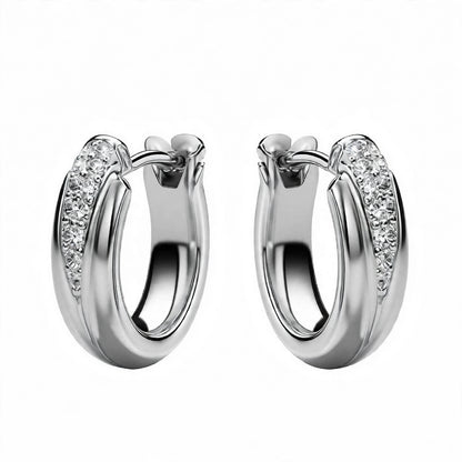 18K Yellow Gold Diamond Pavé Huggie Hoop Earrings
