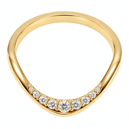 14K White Gold Shared-Prong Curved Diamond Wedding Band
